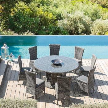 Rattan étkezőkészlet BORNEO LUXURY 1 + 8 (szürke) kép