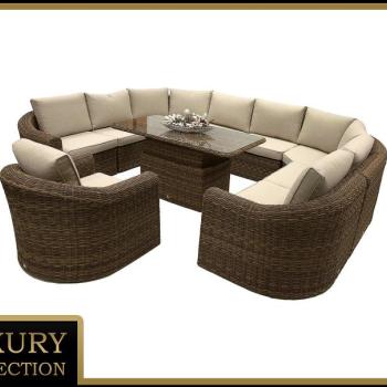 Rattan moduláris étkezőgarnitúra BORNEO LUXURY 9 személyes (barna) kép