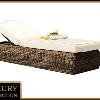 Rattan nyugágy állítható párnázat 198 x 68 cm BORNEO LUXURY (barna) kép