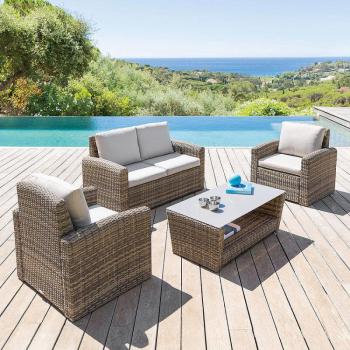 Rattan SANTORINI készlet 4 fő részére (barna) kép