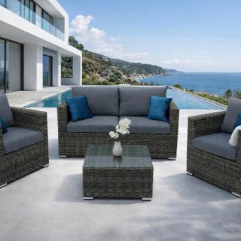 Rattan variálható ülőgarnitúra MALIBU 4 fő részére (szürke) kép