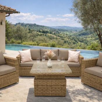 Rattan variálható ülőgarnitúra MALIBU 5 fő részére (bézs-barna) kép