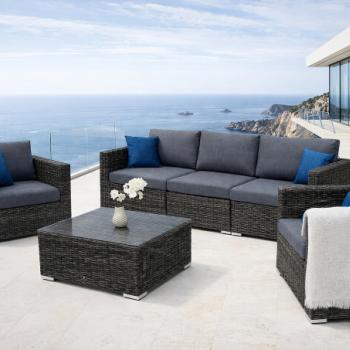 Rattan variálható ülőgarnitúra MALIBU 5 fő részére (szürke) kép