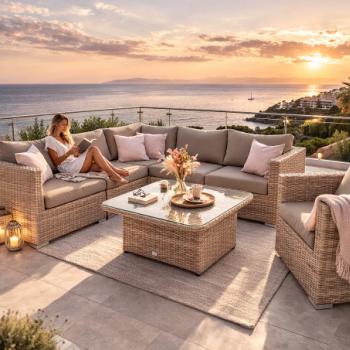 Rattan variálható ülőgarnitúra MALIBU 6 fő részére (cappuccino) kép