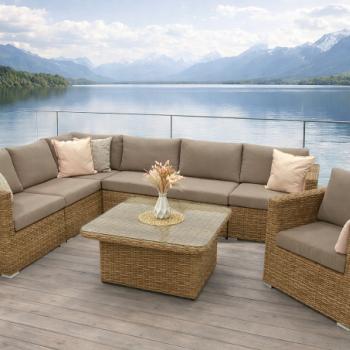 Rattan variálható ülőgarnitúra MALIBU 7 fő részére (bézs-barna) kép