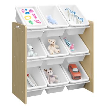 Rendszerező/játéktároló polc, természetes/fehér, BOIS kép