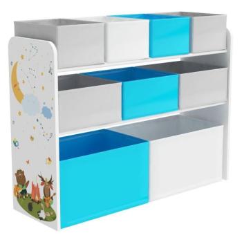 Rendszerező polc, szövet kosarakkal, fehér-világoskék - LAPLACE kép