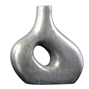 RING sötétszürke fém váza 40cm kép