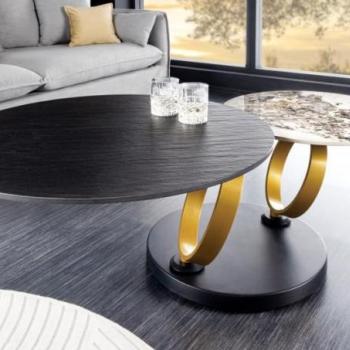 RINGS állítható szürke és arany kerámia dohányzóasztal kép