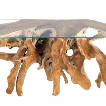 ROOT barna uszadékfa konzolasztal - ÜVEGLAP NÉLKÜL kép