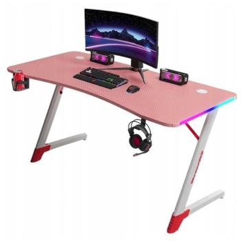 Rózsaszín gaming PC asztal RGB LED világítással Šírka: 120 cm kép