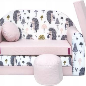 Rózsaszín gyerek kanapéágy 98 x 170 cm - Cuki süni kép