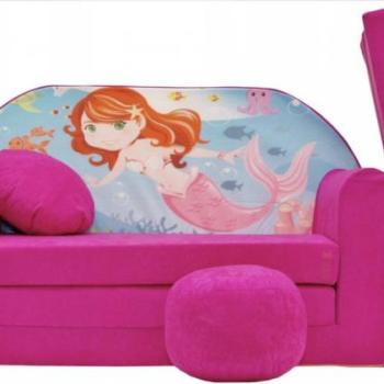 Rózsaszín gyerek kanapéágy 98 x 170 cm - Hableány kép