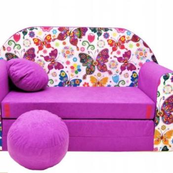 Rózsaszín gyermek kanapé 98 x 170 cm Pillangók kép