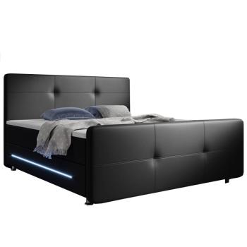 Rugós ágy Oakland 140 x 200 cm műbőr, matracokkal fekete színben kép