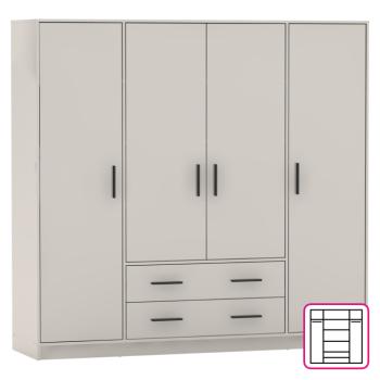 Ruhásszekrény, négyajtós, kasmír, BENA 1 kép