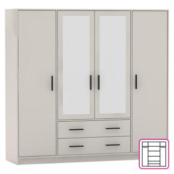 Ruhásszekrény, négyajtós, kasmír, BENA 2 kép