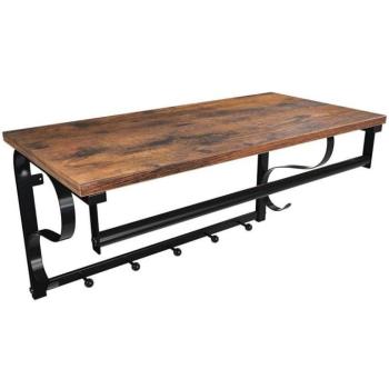 Rusztikus fali polc akasztókkal kép