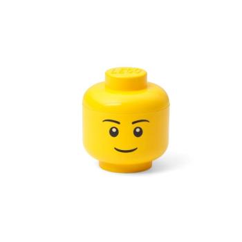 Sárga fej alakú tárolódoboz, fiú, 10,5 x 10,6 x 12 cm - LEGO® kép