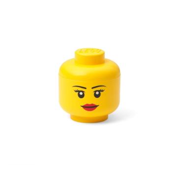 Sárga fej alakú tárolódoboz, lány, 10,5 x 10,6 x 12 cm - LEGO® kép