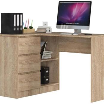 Sarok íróasztal - Akord Furniture - 124 cm - sonoma tölgy (bal) kép