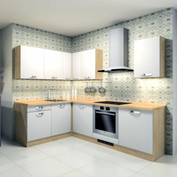 Sarok konyhabútor, 180x240, arlington tölgy/artic matt fehér, SMILE kép