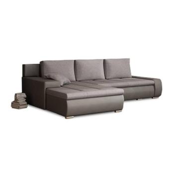 Sarok ülőgarnitúra ágyfunkcióval és  ágyneműtartóval, szürkésbarna - BOSS kép