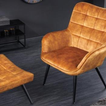 SCANDINAVIA mustársárga bársony fotel kép