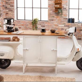 SCOOTER barna-fehér mangófa bárszekrény 250cm kép