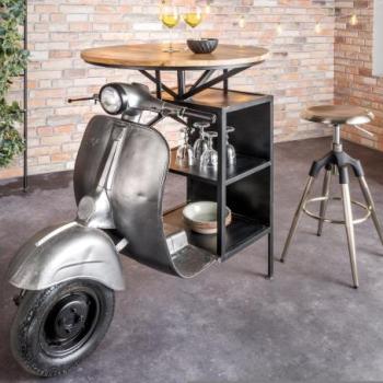 SCOOTER ezüst-mangófa bárasztal 115cm kép