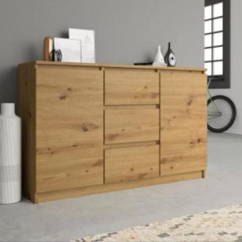 Shannan 2D3S szekrény, 120x75x40 cm, tölgy kép