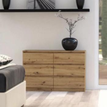 Shannan M6 120 fiókos szekrény, 120x75x30 cm, tölgy kép