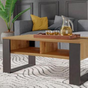 Shannan MIX 2P dohányzóasztal, 90x50x58 cm, tölgy-fekete kép