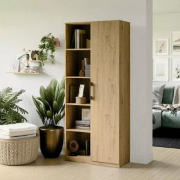 Shannan RD-80 polcos szekrény, 80x182x30 cm, tölgy kép