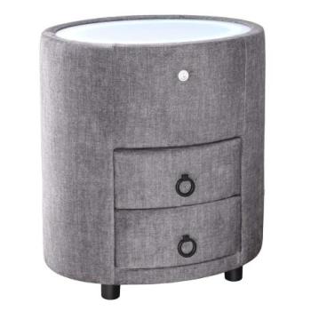 SIGNUM LED szürke bársony ovális éjjeliszekrény kép