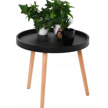 Skandináv dohányzóasztal 50 cm - fekete kép