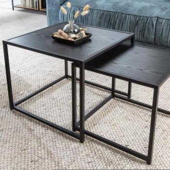 SLIM LINE 2 részes fekete fa dohányzóasztal 50cm kép