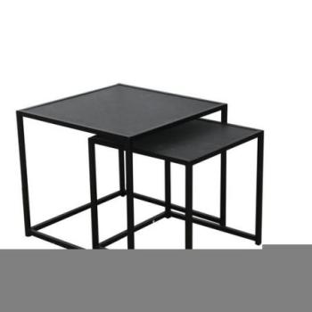 SLIM LINE 2 részes fekete márvány dohányzóasztal 50cm kép