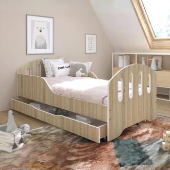 SMILE Gyerekágy matraccal és ágyneműtartóval 160 x 80 cm Sonoma tölgyfa kép