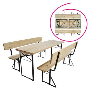 Sörpad garnitúra 1+2, fa/fém, természetes/fekete, ELAJ kép