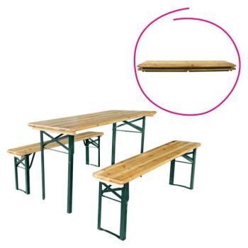 Sörpad garnitúra 1+2, fa/fém, természetes/sötétzöld, GANSO TYP 2 kép