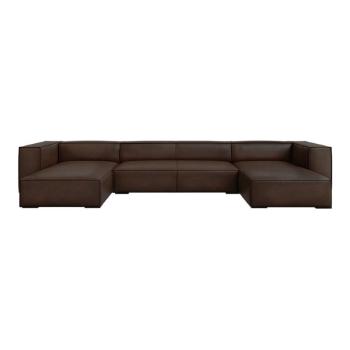 Sötétbarna bőr sarokkanapé ("U" alakú) Madame – Windsor & Co Sofas kép