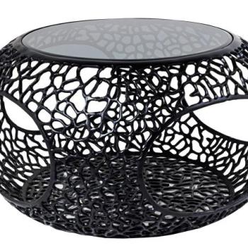 SPIN fekete edzett üveg dohányzóasztal kép