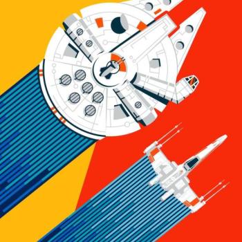 Star Wars szárnysegéd űrhajók tapéta, 200x250 cm, piros - narancssárga - kék - STAR WARS kép