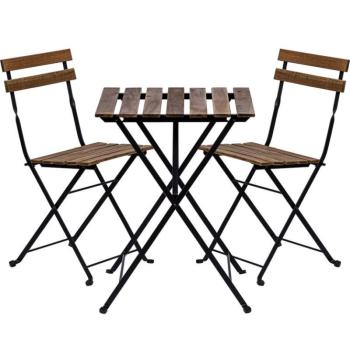 STILISTA Kerti bisztró készlet 2 szék + asztal fa / fém kép