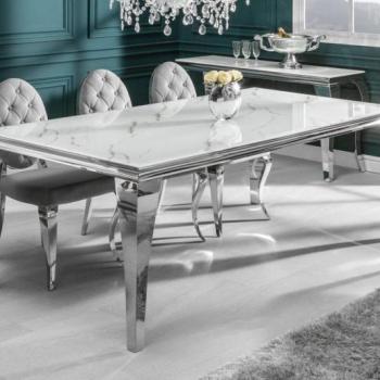 Stílusos étkezőasztal Rococo 180 cm ezüst márvány kép
