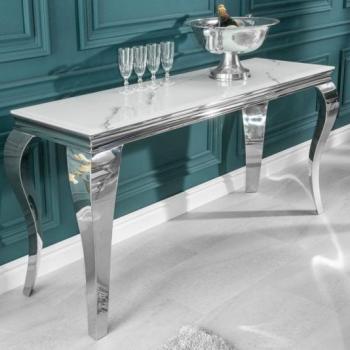 Stílusos konzolasztal Rococo - 145 cm ezüst márvány - raktáron kép