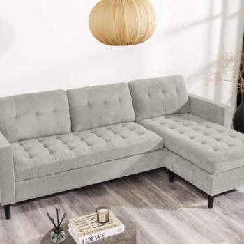 STOCKHOLM szürkésbarna kordbársony sarokkanapé kép