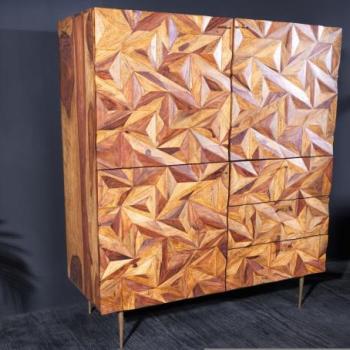 STONE FINISH barna fa tálalószekrény 140cm kép