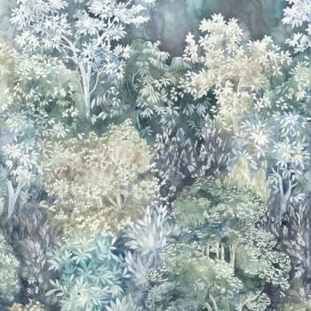 Sűrű erdőt ábrázoló tapéta, 200x250 cm, zöld - türkiz - lila - GEL kép